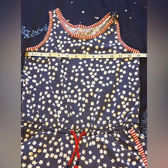 Girls Sz M(7/8) Cat & Jack Star Print Romper with Red Stripe Trim - Picture 3 of 7